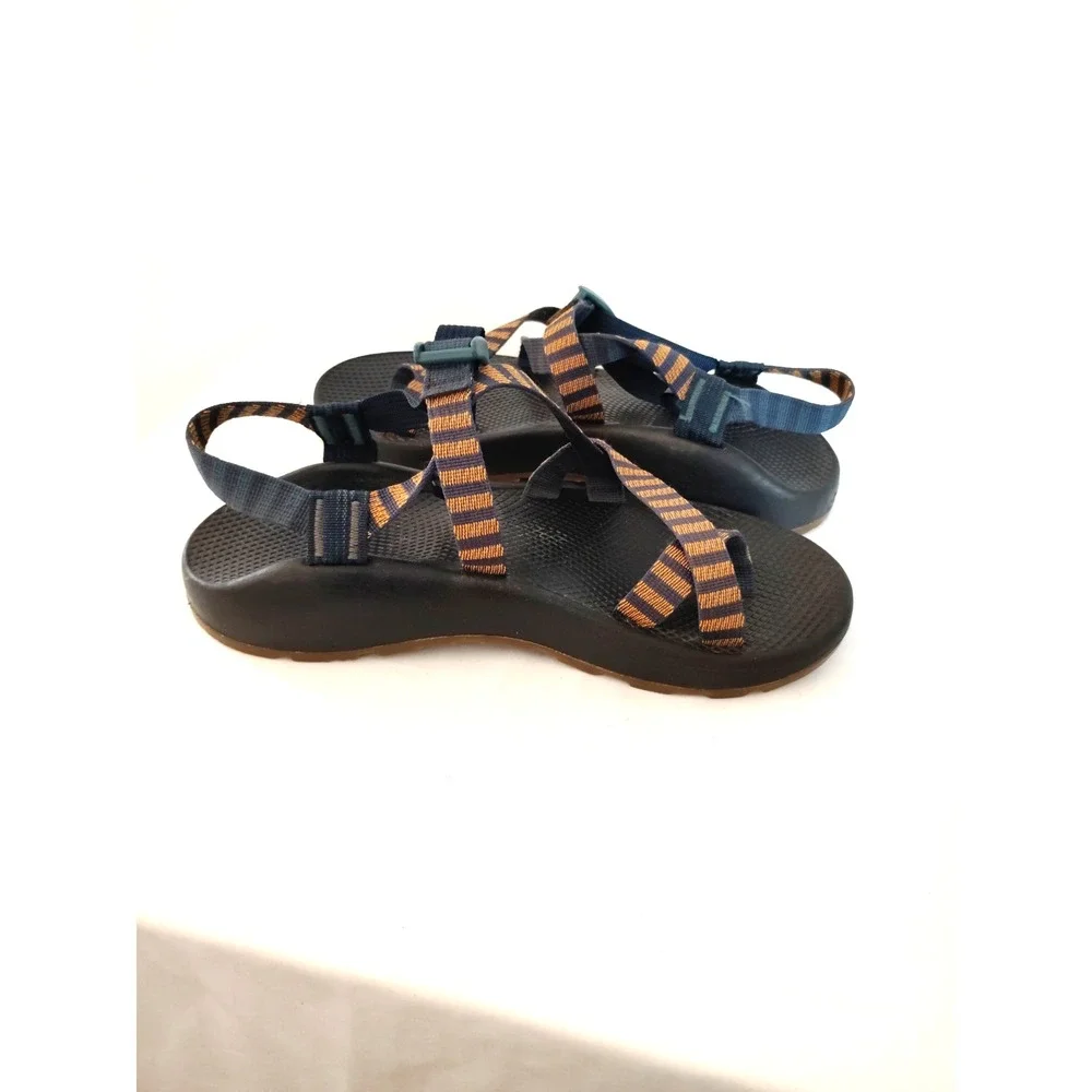 Chaco Z/1 Classic Men 10 Vibram Sole Navy Rust Stripe Sport Hiking Sandals EUC